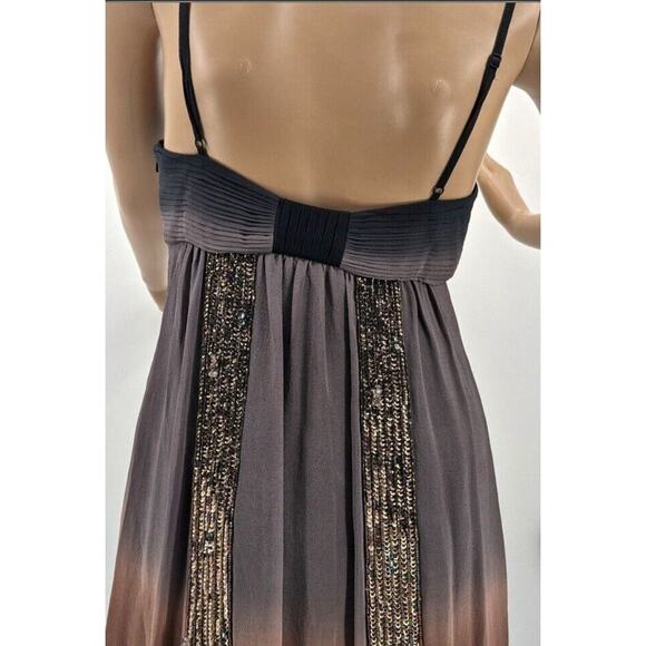 Vintage Y2K Sue Wong Mini Dress Bow Brown Ombre Sequin Bubble Hem 100% Silk Sz 4 - Picture 3 of 11